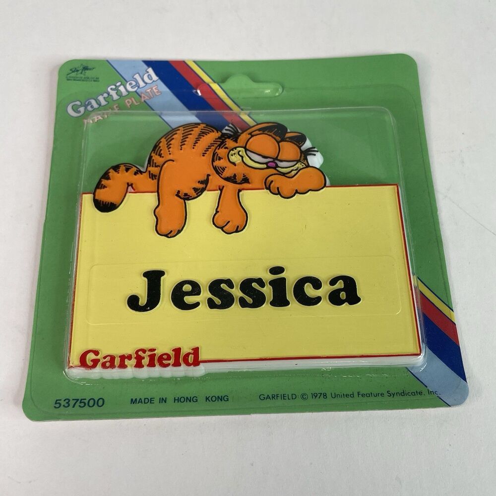 NEW Vintage Garfield Name Plate Jessica 1978 RARE, Sealed, Yellow
